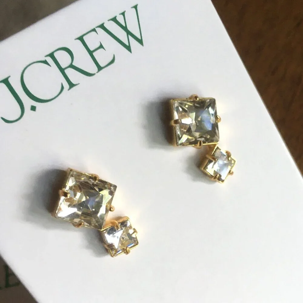 J. Crew square gem earrings NWT